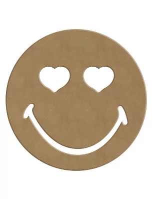 SUPPORTS A DECORER : Smiley Yeux Coeurs en bois 'Gomille' 14x14 cm