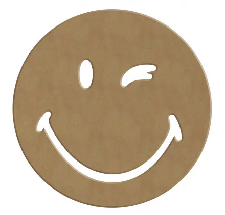 SUPPORTS A DECORER : Smiley Clin d'oeil en bois 'Gomille' 14x14 cm