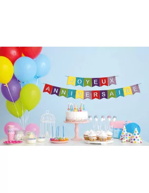 SUPPORTS A DECORER : Fanions en bois 'Gomille' Joyeux Anniversaire