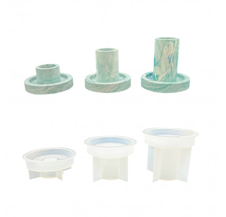 Moules Silicone Pour Bougeoirs - Lot De 3 (2 Vases + 1 Plateau) - DIY Déco
