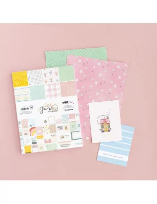 SCRAPBOOKING : Assortiment de 24 papiers décorés 15x20 'BasicCrea - Siempre Jane'