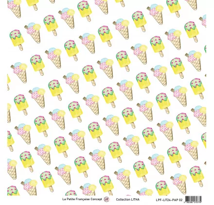 PAPIERS&nbsp;30x30 DECORES : Papier double 30x30 'La Petite Française - Litha' 2