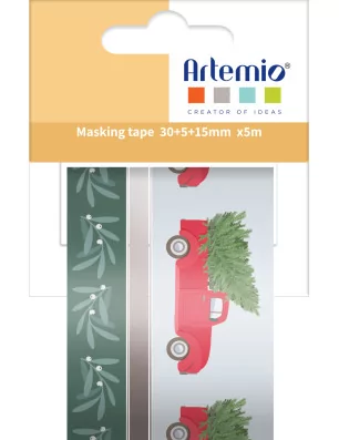 SCRAPBOOKING : 3 rubans adhésifs décoratifs 'Artemio - Christmas Time' Camion 5/15/30 mm x 5 m