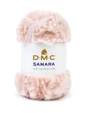 LAINES A TRICOTER : Pelote de fil fourrure 100g 'DMC - Samara' Rose pale 415