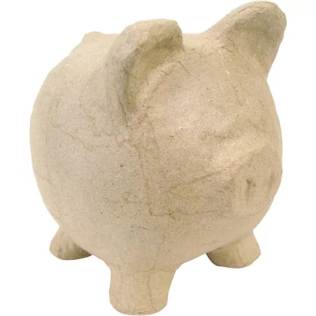 SUPPORTS A DECORER : Tirelire Cochon en papier mâché 'Decopatch' 13x12x10 cm