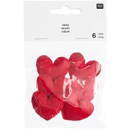 Lot de 6 embellissements en feutrine 'Rico Design' Cœurs Rouge