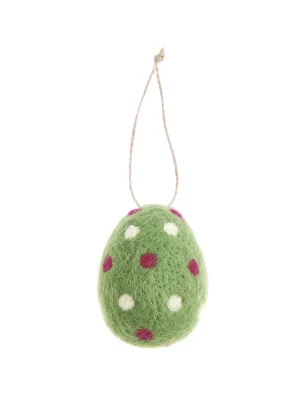 DECORATION DE SAPIN : Pendentif oeuf à pois 'Rico Design' Vert