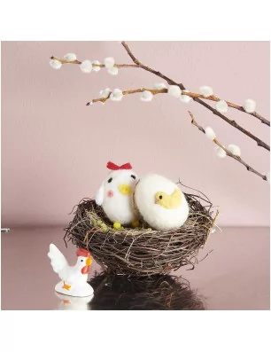 DECORATION DE SAPIN : Pendentif Oeuf Poussin 'Rico Design' Blanc