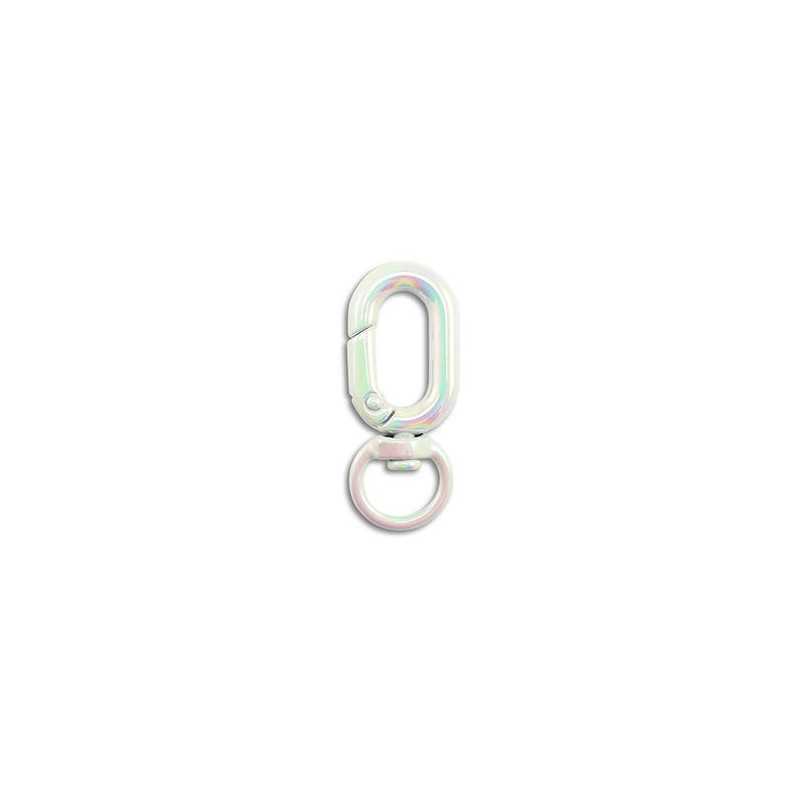 PORTE-CLES : Porte-clés en métal 'La Fourmi Créative' Ovale Blanc irisé 38x16 mm PORTE-CLES : Porte-clés en métal 'La Fourmi Créative' Ovale Blanc irisé 38x16 mm