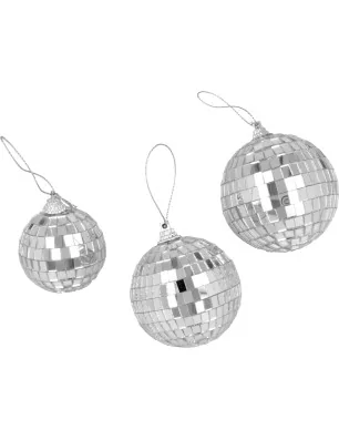 MARCHE DE NOËL : Lot de 3 Boules à facettes à suspendre 'Artemio' 5-6-7 cm