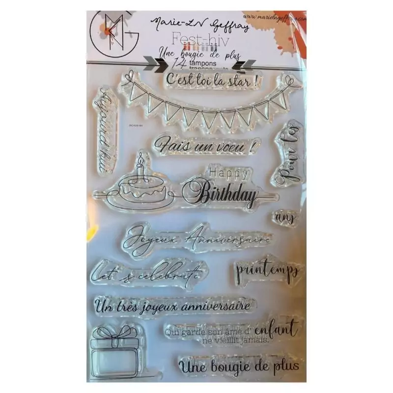 SCRAPBOOKING : Tampons transparents A6 'Marie-LN Geffray - Fest'hiv' Une bougie de plus SCRAPBOOKING : Tampons transparents A6 'Marie-LN Geffray - Fest'hiv' Une bougie de plus