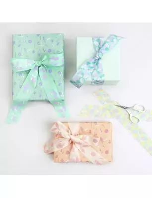 SCRAPBOOKING : Ruban Taffetas 'Rico Design - Paper Poetry' Pré Fleuri Vert 3.8 cm x 3 m
