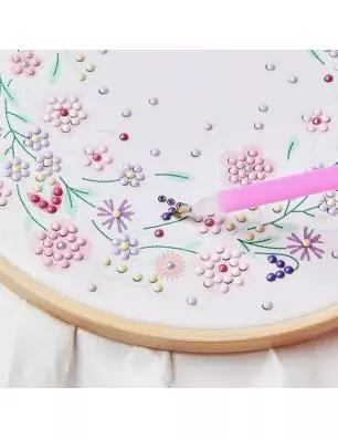 DECORATION : Kit Diamond Painting sur toile 'Rico Design' Couronne de fleurs 20 cm