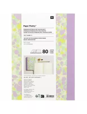 SCRAPBOOKING : Carnet 14.5x19.5 cm 'Rico Design - Paper Poetry' Marbré 80 Pages pointillées 100g/m²